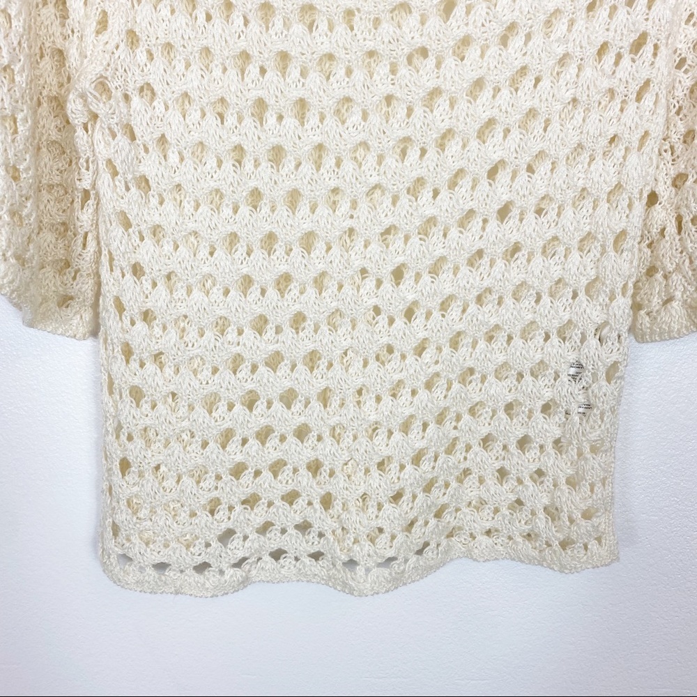 Chico's Crochet Half Sleeve Top Cream Size Small - Picture 6 of 12